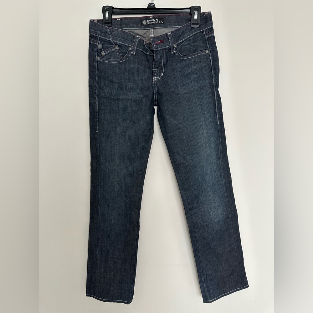 Womens Rock and Republic black denim jeans velvet pocket - Picture 2 of 6